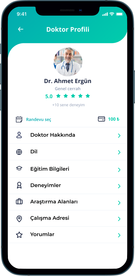 Doktor Profili ekranı