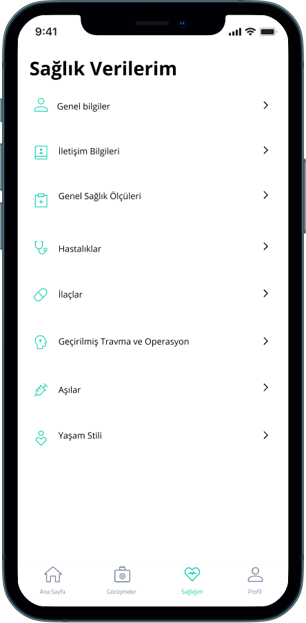 Sağlık Verileri ekranı